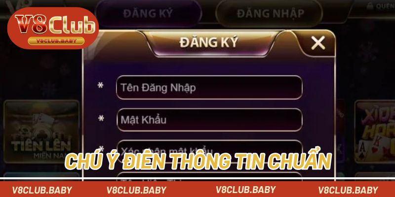 Chú ý điền thông tin chuẩn